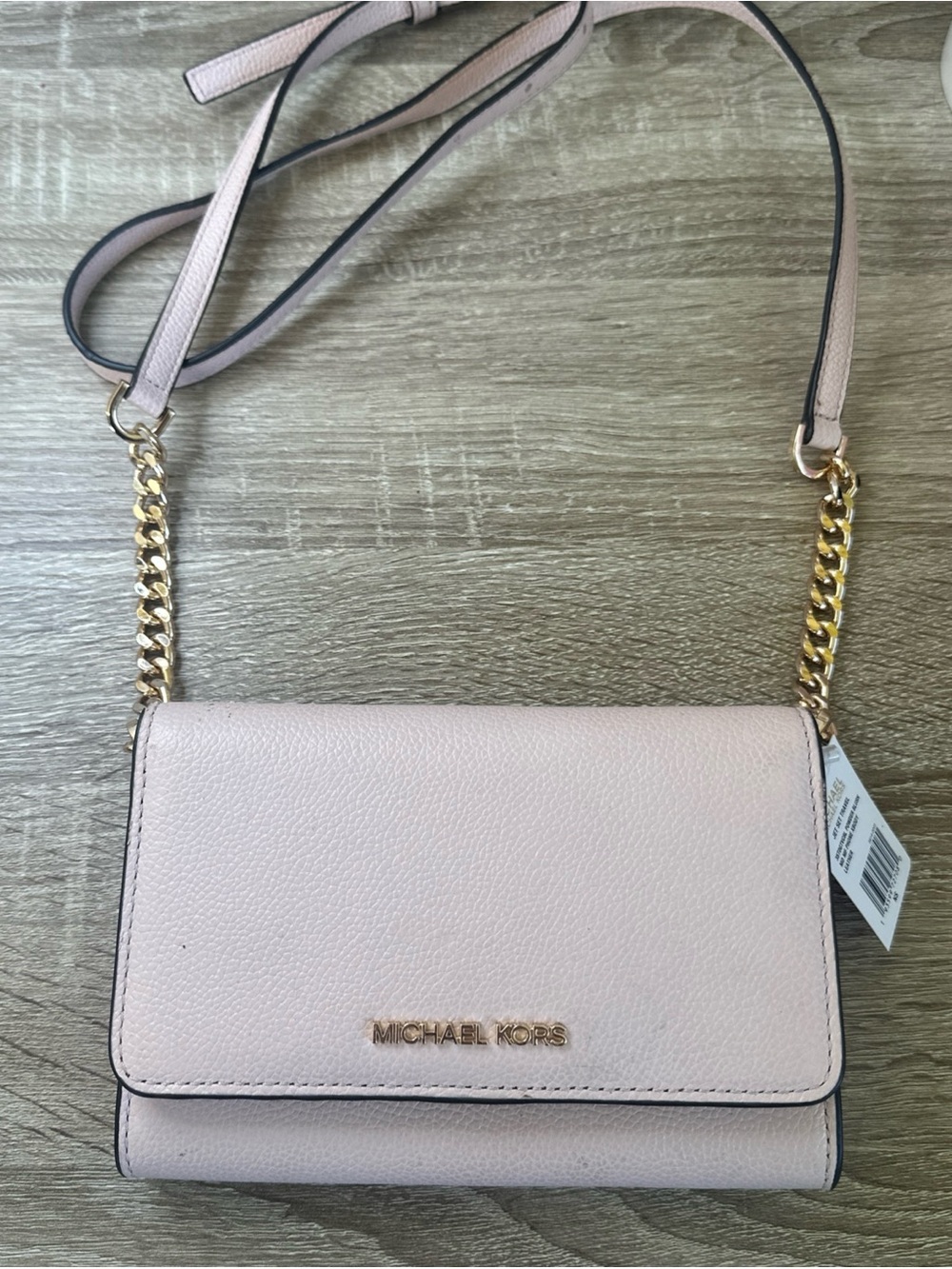 New Michael Kors Jet Set Travel Medium Phone Crossbody Powder Blush with tags